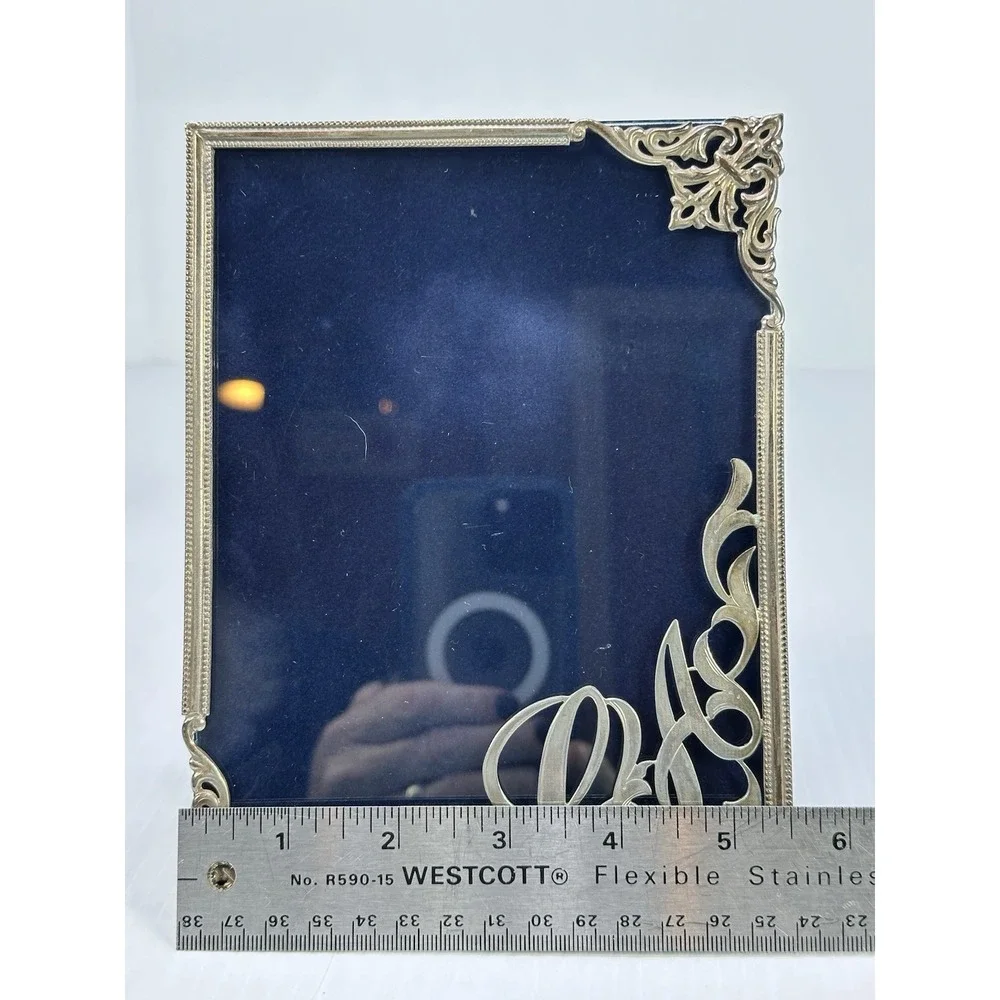 Vintage Art Deco Ornate Cast Metal Photo Frame 5x7 Silver Tone CA